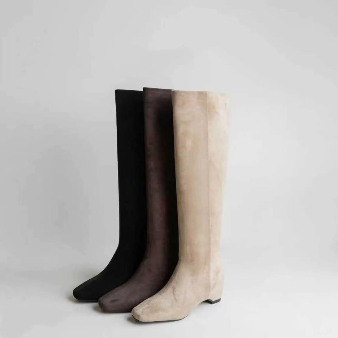 Dudu Home~ Listen to What You Want! Women's High-Top Frosted Slouch Boots, Pointed Toe, Over-The-Knee, Height-Increasing Boots