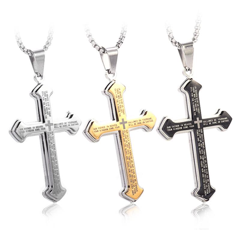 Classic Stainless Steel Cross Pendant Necklace Men Women Jewelry Street Party Fashion Accessories Gift Wholesale
