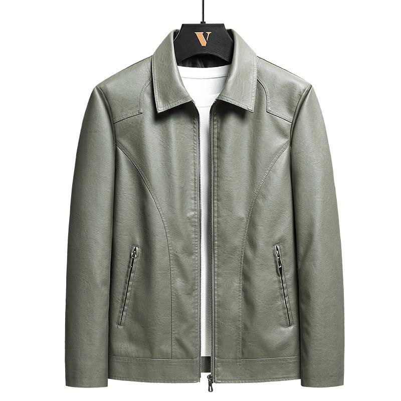 Men's Coat Spring and Autumn Comfortable Fashion Brand Handsome Texted Leather Jacket New Popular Korean Style plus size Men's Leather Jacket