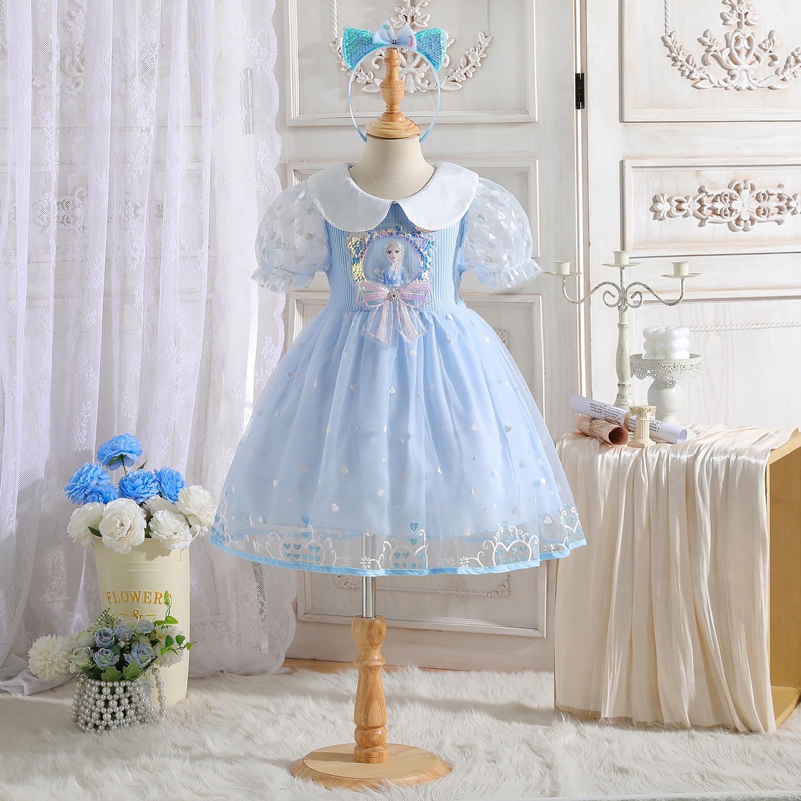 Girls' Dress Summer 2026 New Style Elsa Princess Dress Baby Girl Tulle Dress Internet Celebrity Little Girl Summer Dress