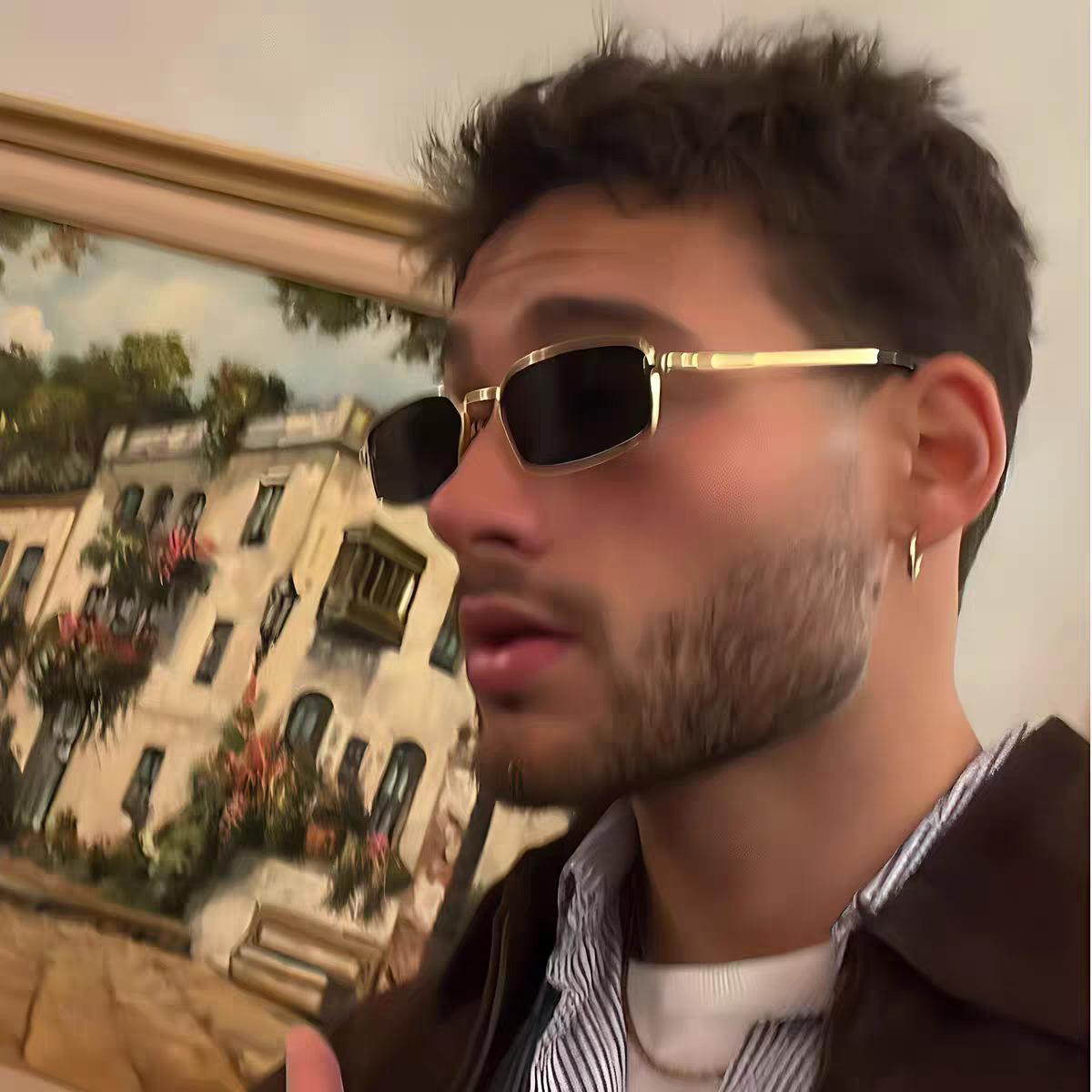 TikTok-style exquisite old money style sunglasses for men, fashionable light luxury small square frame sunglasses for women, high-end street style glasses