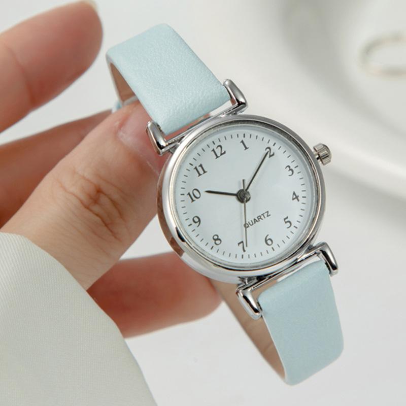 Simple and Stylish Women's Compact Digital Scale Exam Watch, Women's High-End Quartz Watch, Women's Leather Strap Dial