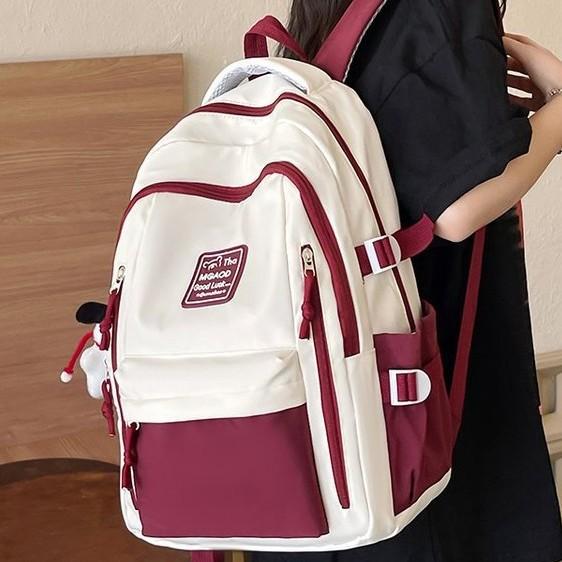Girls' High School Schoolbag for Reducing the Weight Large Capacity Spine Protection Durable Backpack All-match Primary School Students' Junior High School Senior high school Backpack