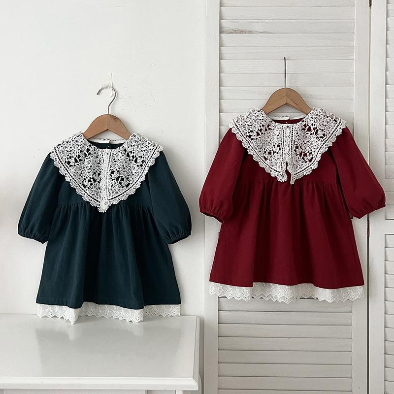 Girls Dress Korean Style Pure Cotton Princess Dress Spring & Fall Long-Sleeved Baby Girl Fashionable Princess A-Line Skirt