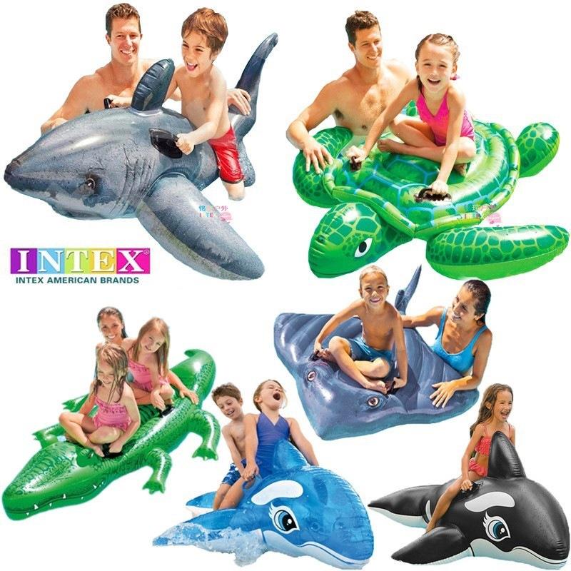 Intex Kidsren's Inflatable Water Ride-On Toys Shark Whale Crocodile Unicorn Dolphin Lobster Adult Swimming Ring