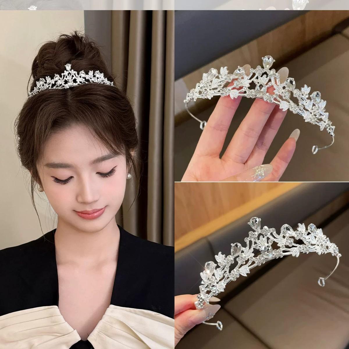 Popular Exquisite Crown Headband for Women, Bridal Wedding Headpiece, European and American Princess Style Birthday Party Accessory