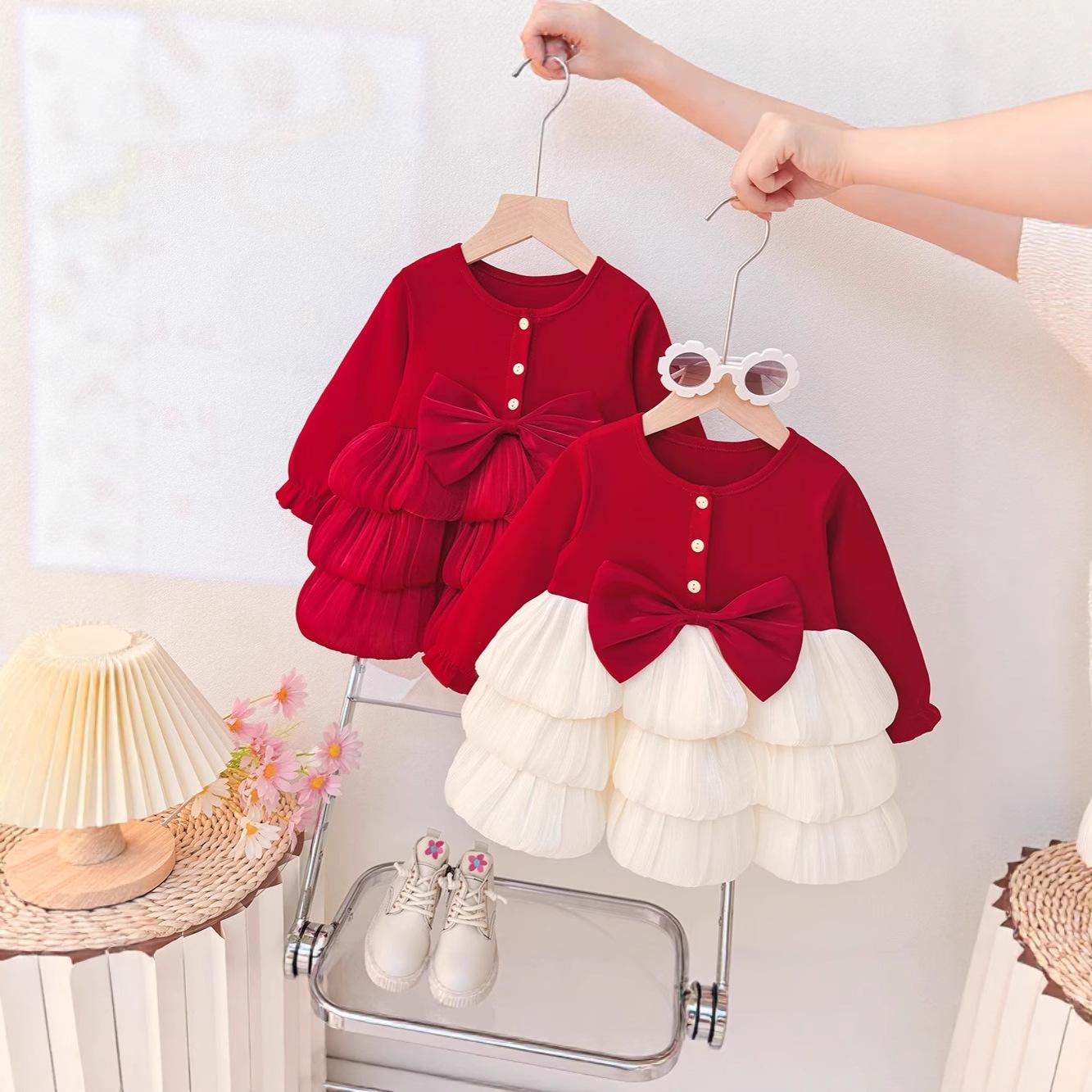 Girls' Dresses, Spring and Autum Kidsren's Wear, Princess Skirts, Sweet and Stylish One-Year-Old Dresses, Baby Girl's Birthday Skirts