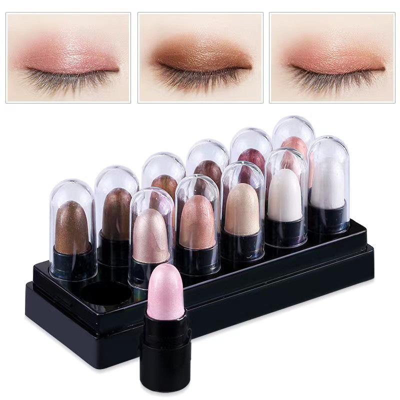 Cross-border makeup bestseller: 12-color pearlescent eyeshadow set, one-touch application, easy-to-use eyeshadow palette, waterproof, foreign trade makeup