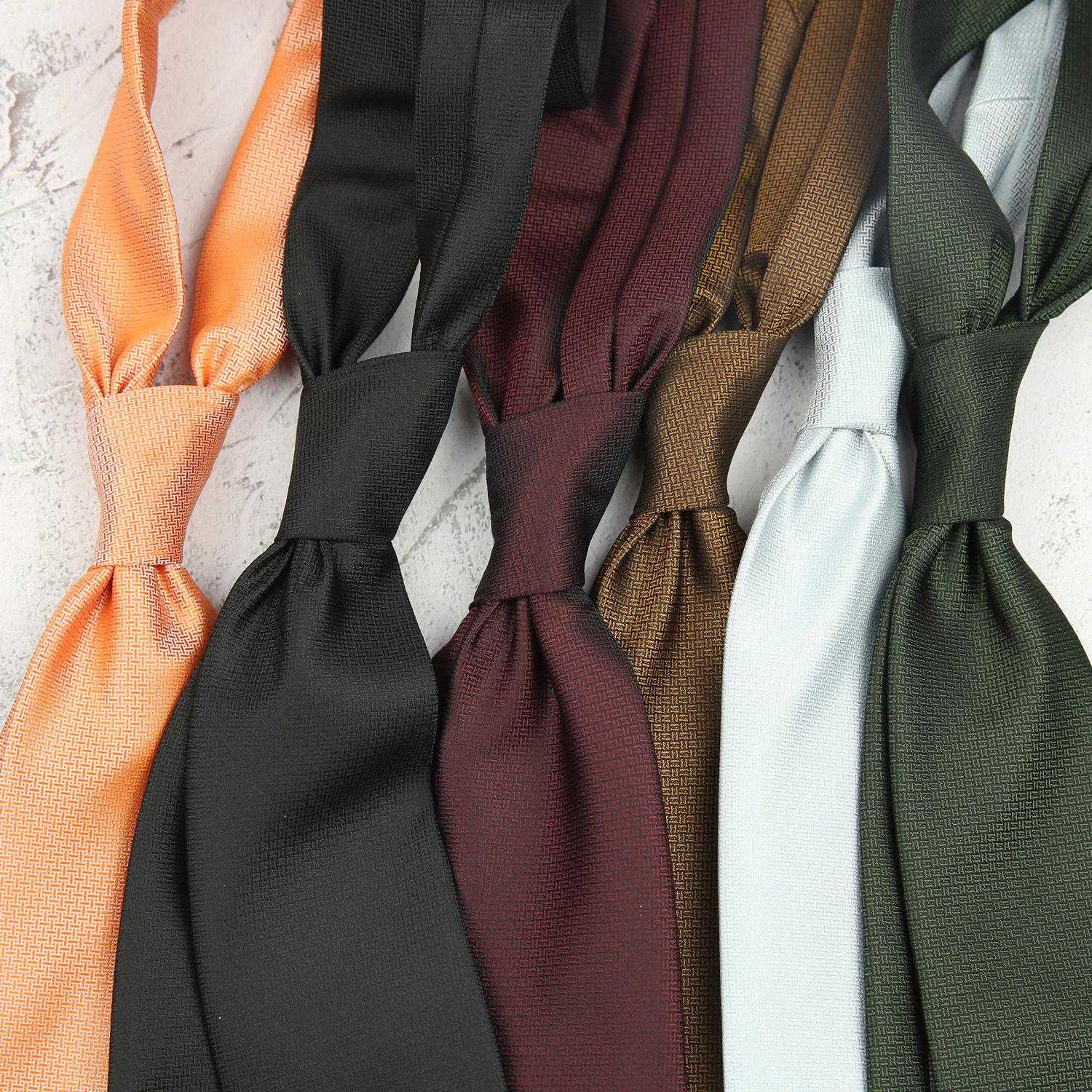 Jacquard Polyester Solid Color Dark Pattern Suit Tie Men's Business Dress 8CM Black Suit Store Casual Tie