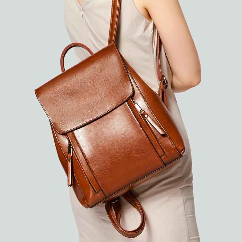 Agent Franchise 2026 New Model Women's Backpack, First-Layer Cowhide, Multifunctional Backpack, Wholesale in Guangzhou