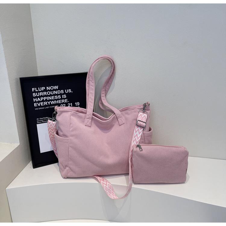 New Corduroy Bag Women's Crossbody Bag Large Capacity Commuter Tote Bag Simple Fashionable Shoulder Handbag Canvas Bag