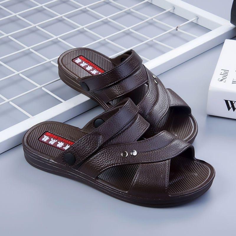 Vietnamese Rubber Dad Sandals Wear-Resistant Non-Slip Thick Summer Slippers Outdoor Men's Beach Shoes Thick-Soled Slippers Wholesale