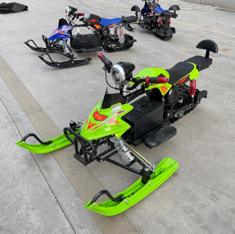 Electric snowmobile with anti-slip tracks, wheeled ski vehicle for adults and children, snowboard sled for ice and snow recreation