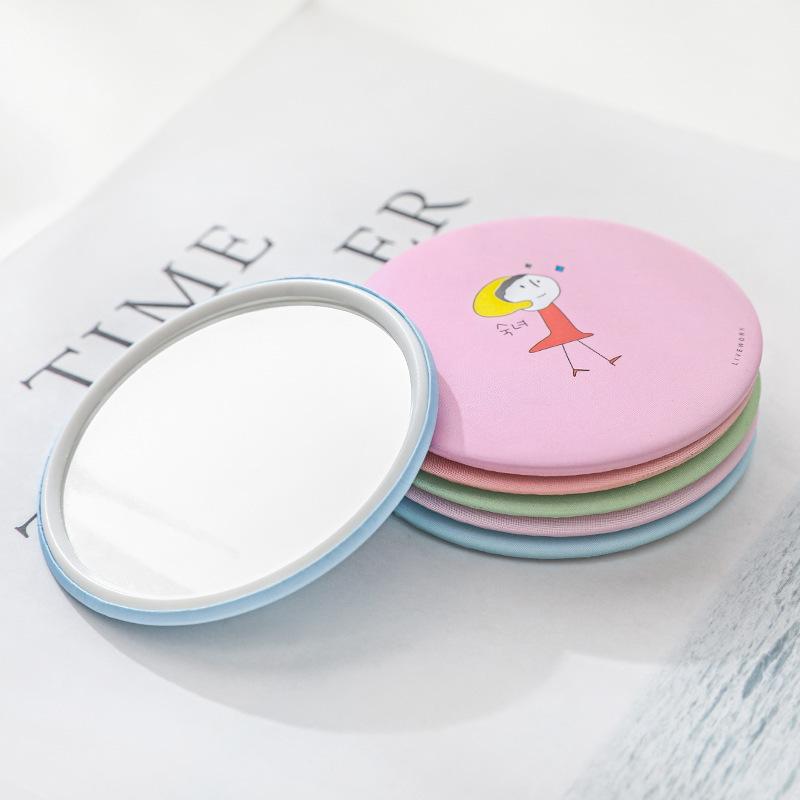Cartoon Mini small round mirror cosmetic mirror travel portable round creative cute portable mirror HD mirror wholesale