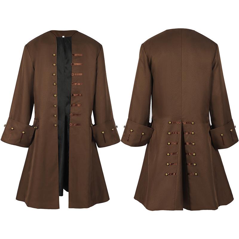 European and American Men's Medieval Pirate Jacket Steampunk Coat Adult Halloween Role Cos Costume