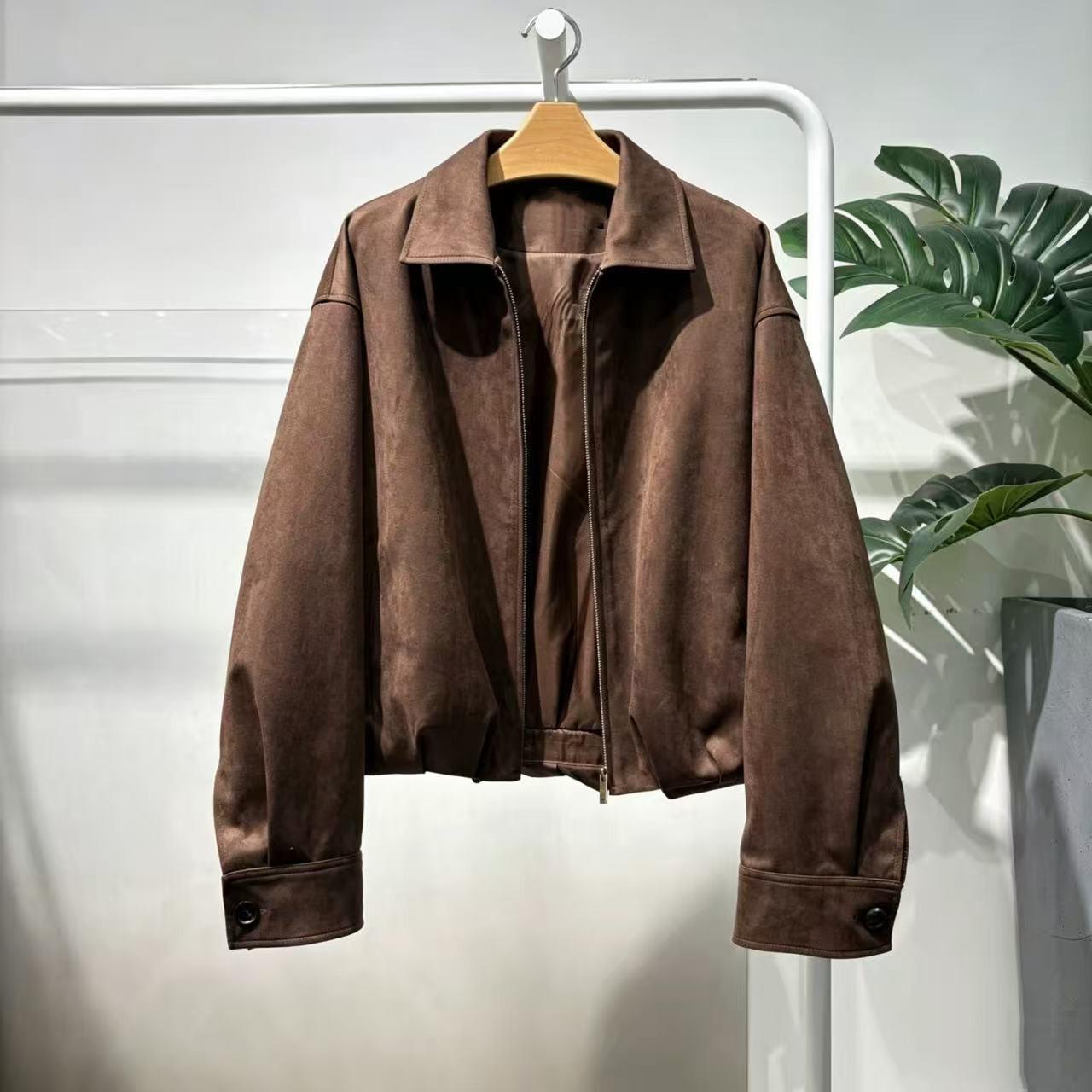 M**Meng Women's Clothing 2026 Autumn New Suede Jacket Old Money Style Vintage Short Jacket 5H8210661