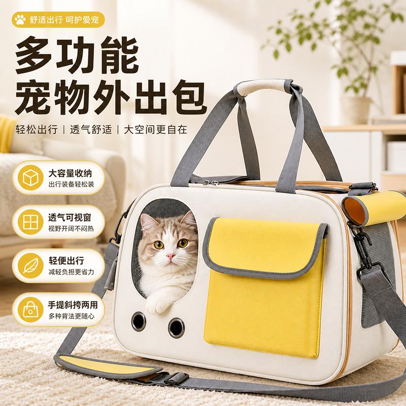 Portable pet backpack for cats and dogs, breathable, foldable, large-capacity cat bag for outdoor use