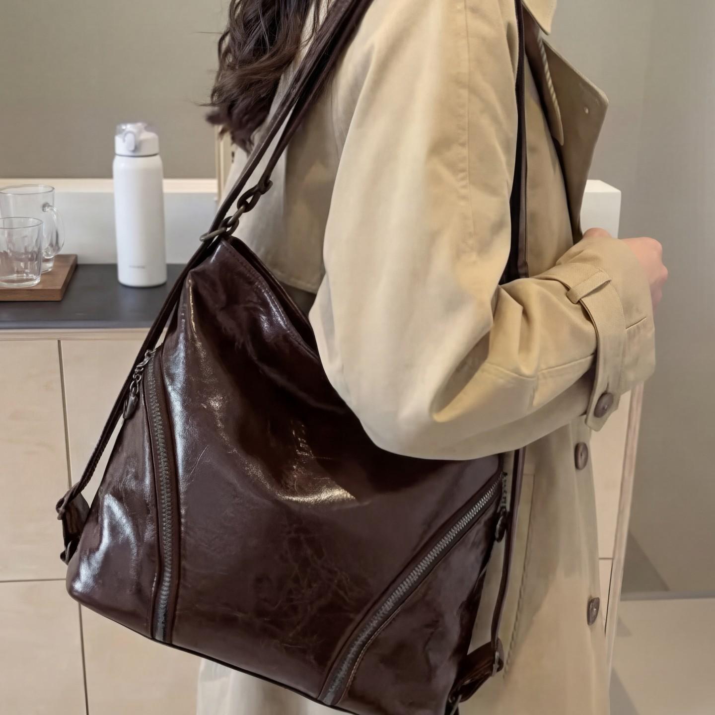 2026 Cross-Border European and American Style Single-Shoulder Crossbody Bag, Large Capacity Casual Travel Backpack, Multi-Purpose Backpack, Women's Tote Bag