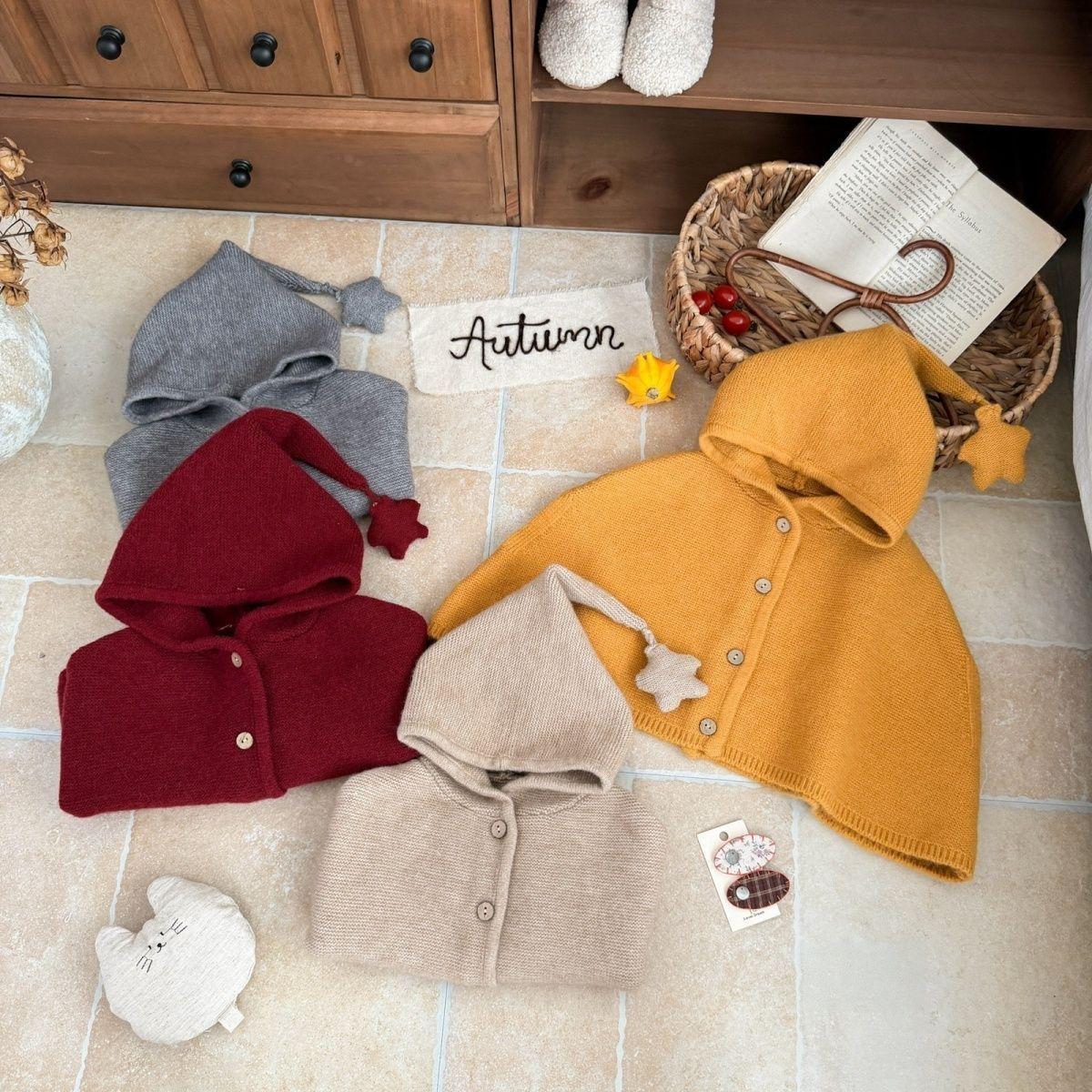 2026 New Fashionable Sweaters for Boys and Girls, Autumn Baby Cape Coat, Children's Hooded Knit Cardigan, Children's Clothing