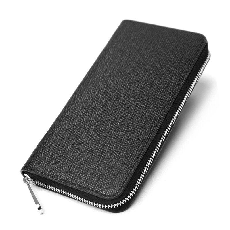 New Japanese-Style Cross-Pattern Long Men's Wallet, Fashionable Business Zipper Wallet, Unisex, Wholesale from Manufacturer