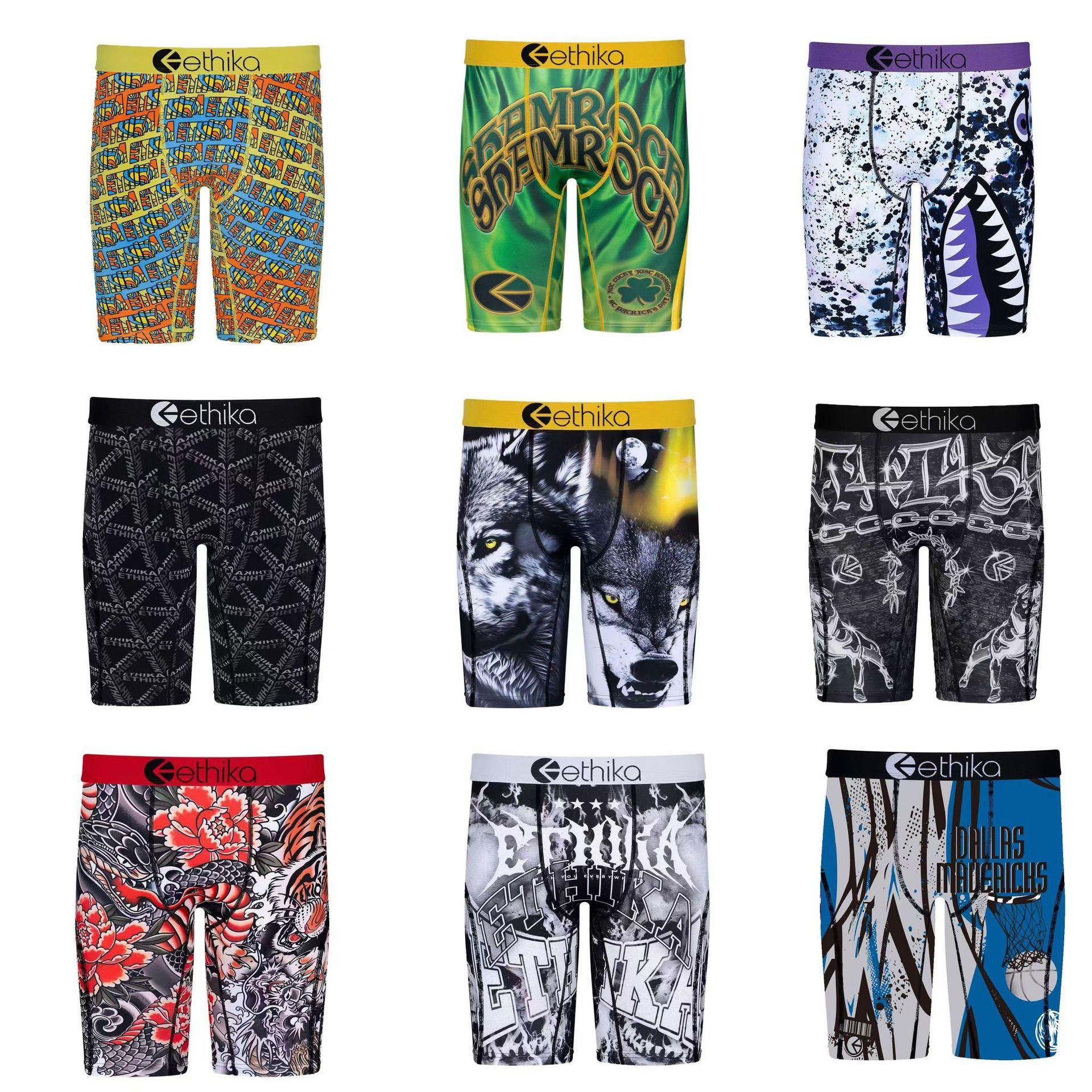 Ethika's Same Men's Underwear Boxer Trbottomy Brand Shorts Ice Silk Print Sports Quick-Drying Extbottomed Leggings