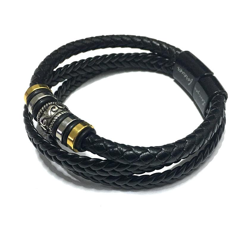 Handmade leather bracelet, cowhide woven multi-layer men's leather bracelet, ethnic style alloy bracelet, direct from the manufacturer