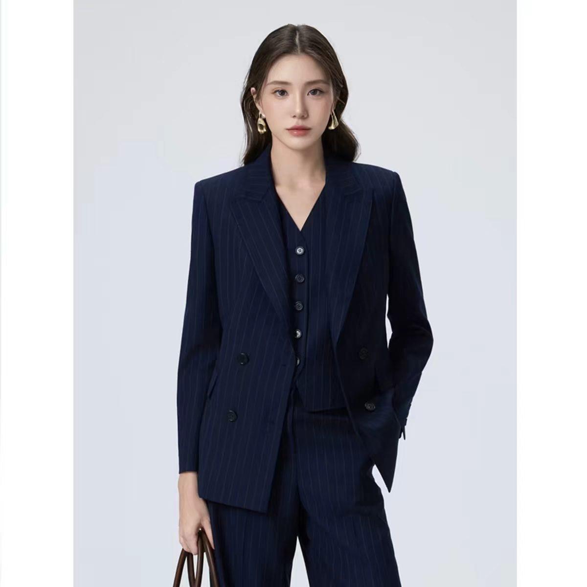 Langjia Wool Striped Business Suit/Vest/Trousers with a High-End Commuter Style, New Autumn/Winter 2026 Women's Collection