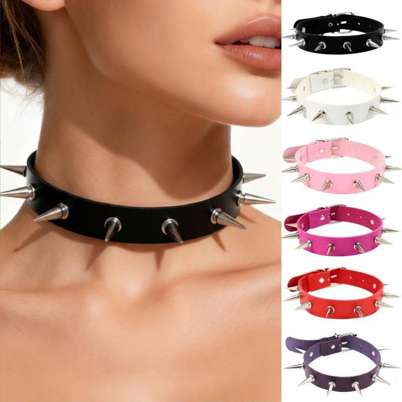 European and American Cross-Border Punk-Style Spiked Choker Necklace, Nightclub Personality Fashion Choker Necklace, Women's Clavicle Chain Jewelry