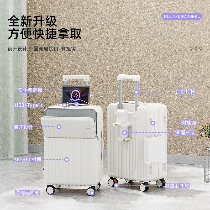 2025 New Model Semi-Open Business Travel Suitcase, Fashionable Combination Lock, Student Trolley Case with Universal Wheels, Large Capacity and Durable