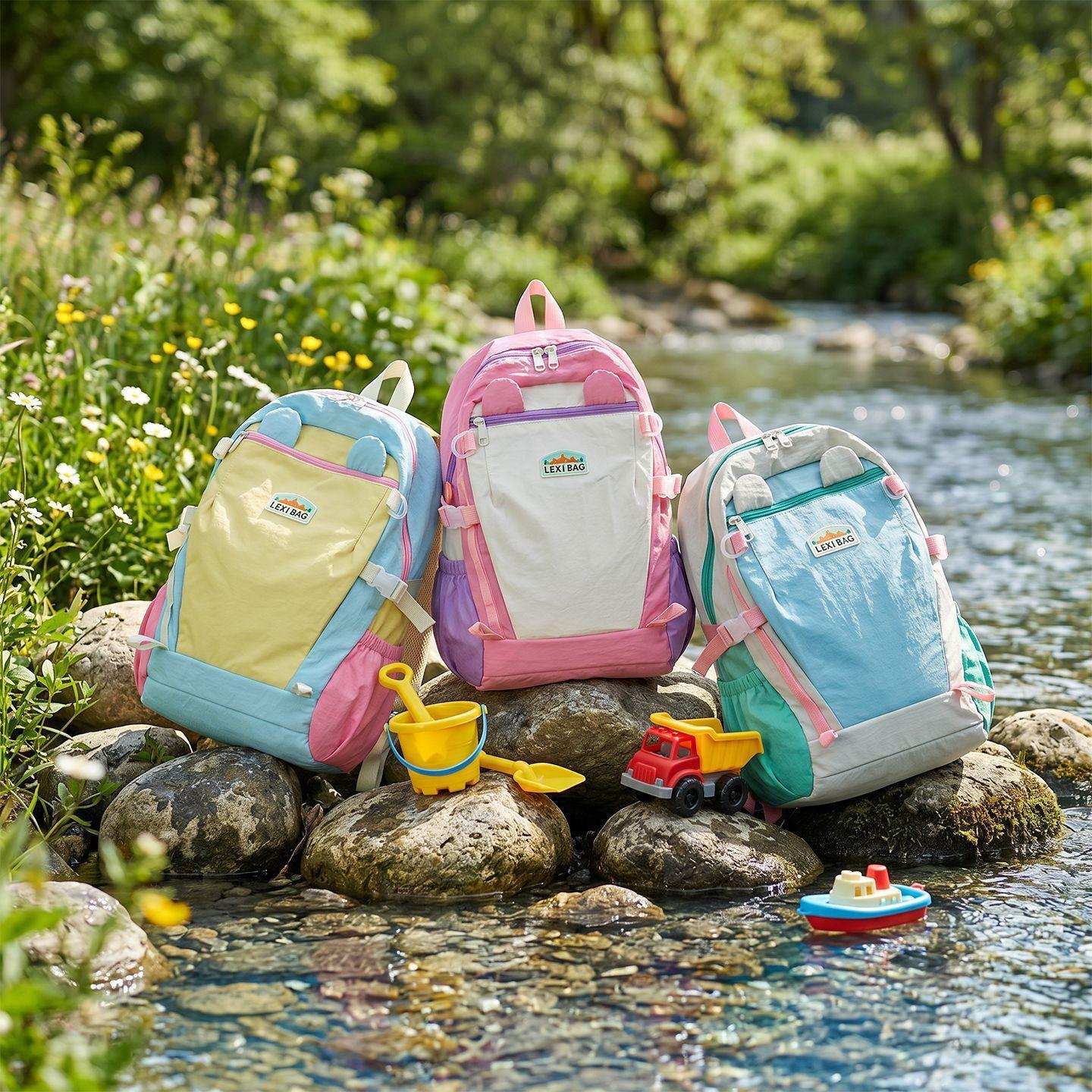 2026 New Children's Color-Block Backpack, Elementary School Bag, Lightweight Waterproof Small Backpack for Boys and Girls for Outdoor Travel