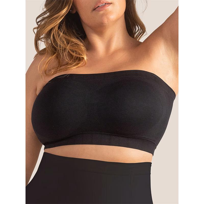 Cross-border foreign trade plus-size bra with fixed cups, comfortable, no underwire, body-shaping, silicone anti-slip strips, detachable shoulder straps, strapless bra