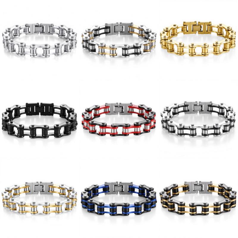 Cross-Border Stainless Steel Handmade Men's Bracelets, Motorcycle Bracelets, European and American Punk Bicycle Bracelets, Couple's Women's Jewelry Wholesale
