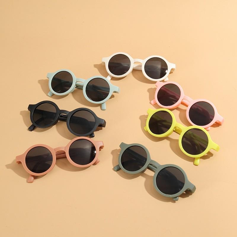 New Children's Sunglasses Boys and Girls Baby Western Macaron Round Sunglasses 2025 Children Foldable Candy Glasses
