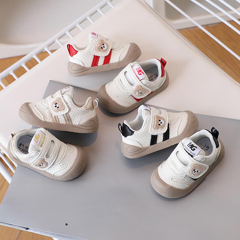 Baby walking shoes 2026 spring and autumn bear embroidery infant shoes baby shoes autumn style children's shoes toddler baby shoes