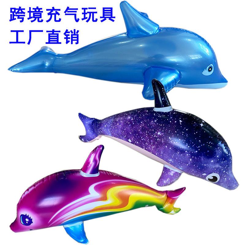 Inflatable Dolphin Pvc Inflatable Kidsren's Toys Cross-Border Water Toys Wholesale Inflatable Dolphin Starry Sky Dolphin Doll