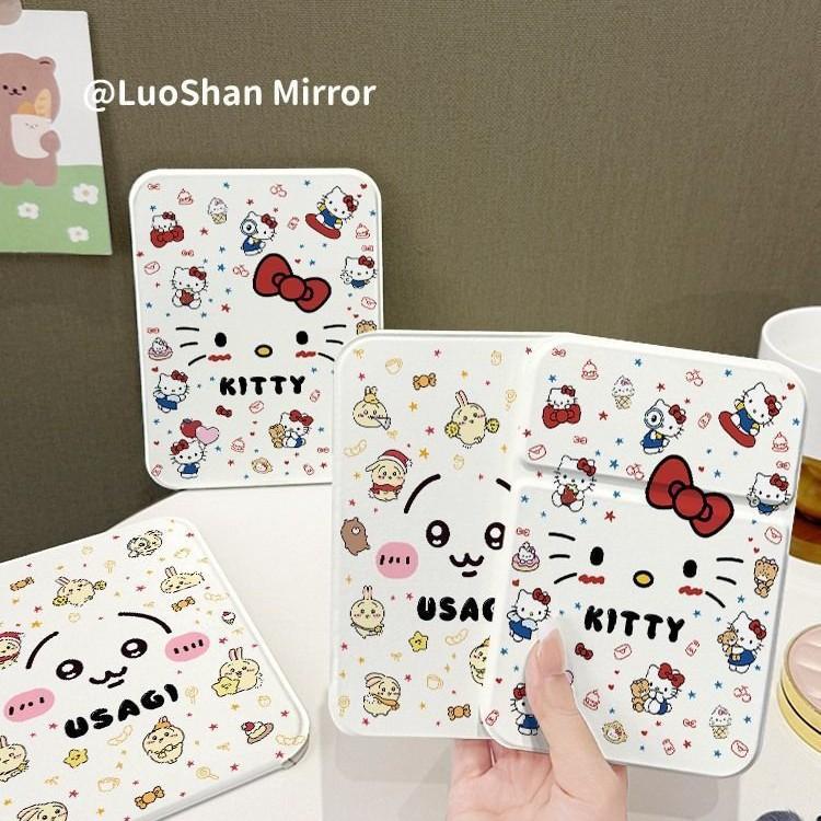 Household Foldable Desktop Large Makeup Mirror, Standing Vanity Mirror, Kitty Portable Makeup Mirror