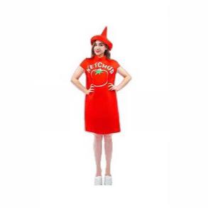 Halloween Funny Adult Men and Women Red Ketchup Jumpsuit cosplay Party Costume Cosplay Suit