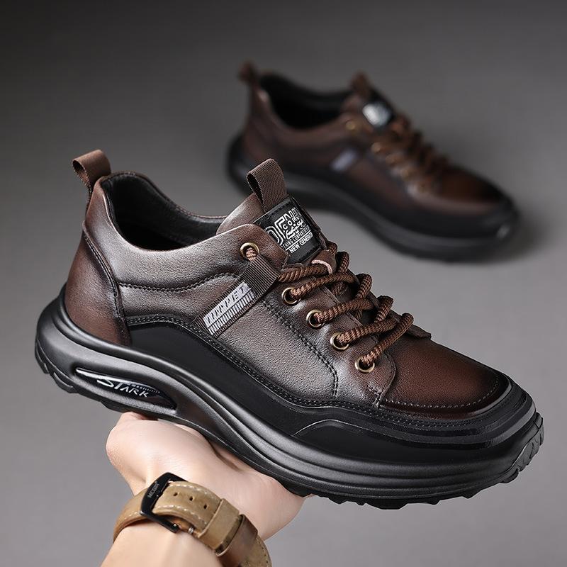 Men's Shoes Made of First-Layer Cowhide, Autumn Sports Casual Shoes, Men's Lightweight Non-Slip Casual Leather Shoes, Men's Breathable Single Shoes