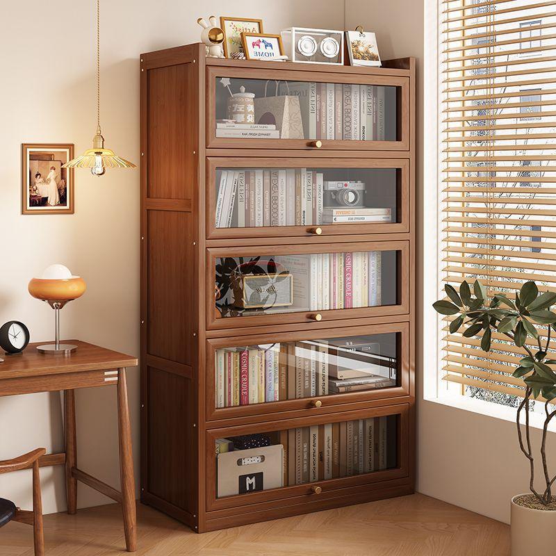 Bookshelf Storage Rack Floor-Standing Simple Household Bookcase with Door Dust-Proof Storage Cabinet Office Storage Cabinet File Cabinet