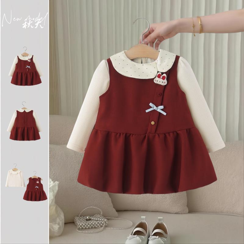 5065 girls' dress, autumn collection, princess dress, suitable for spring and autumn, one-year-old baby's formal wear, stylish children's dress set