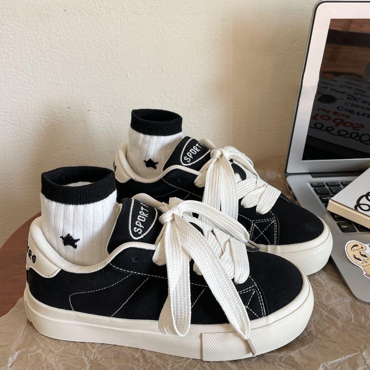 Canvas Shoes for Women 2025 Spring and Autum New Retro Shoes Ins Trbottomy Versatile Niche Student Thick-Soled Casual Sneakers