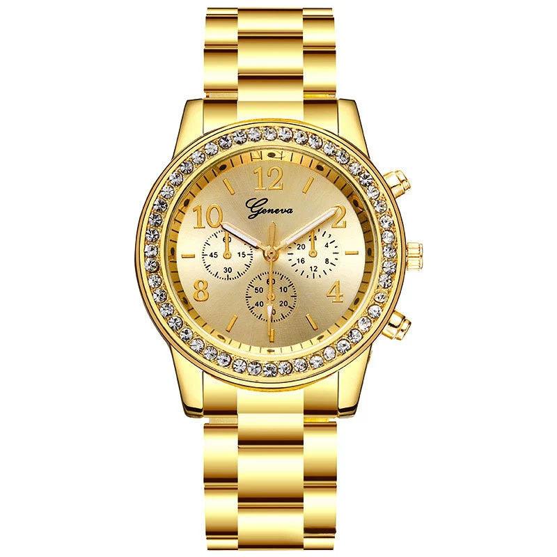 Explosions Geneva Ladies Watch Women's Korean Style Fake Three Eyes Diamond Women's Watch Women's Fashion Casual Quartz Watch Wholesale