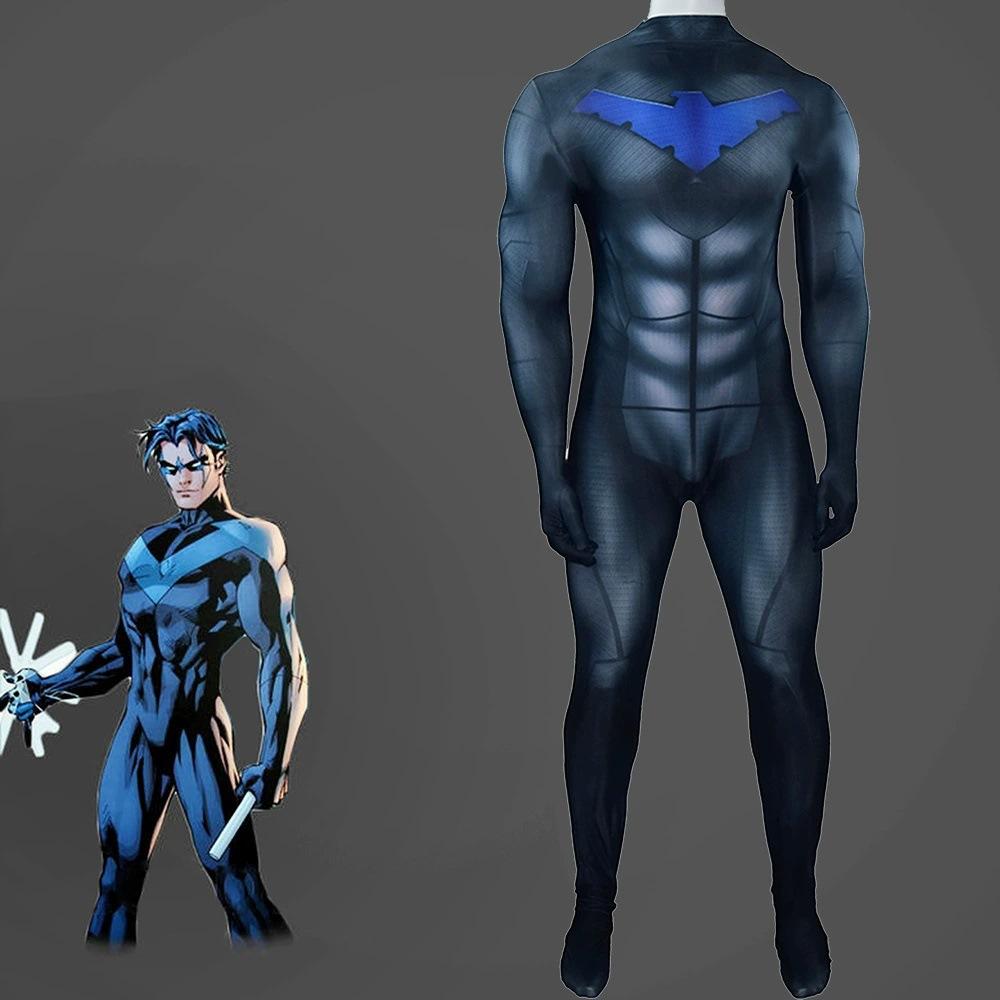 Autumn Hot Sale DC Titans Season 2 Cosplay Nightwing Performance Costume Digital Print Carnival Role-Play Jumpsuit