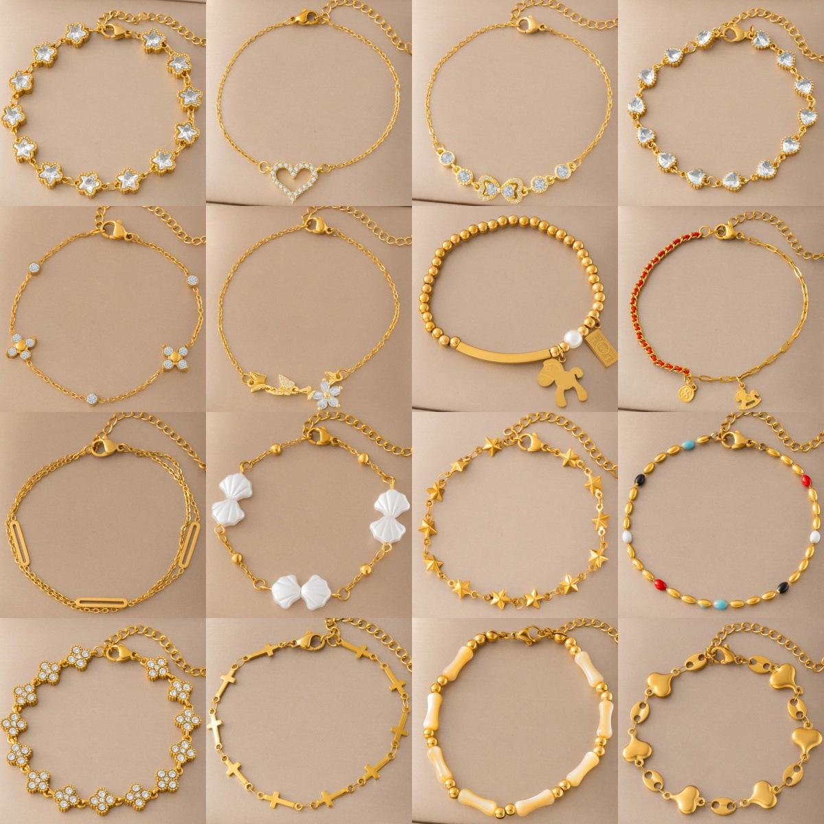 New Style Titanium Steel Vacuum Electroplated Non-Fading Geometric Love Zircon Bracelet for Women, Light Luxury, Exquisite and High-Quality Hand Jewelry