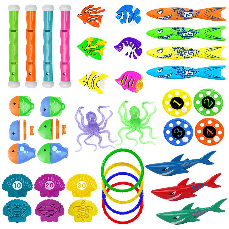 Cross-border Amazon Water Diving Toy Children's Swimming Pool Training Diving Torpedo Water Ring Assembled Toy suit