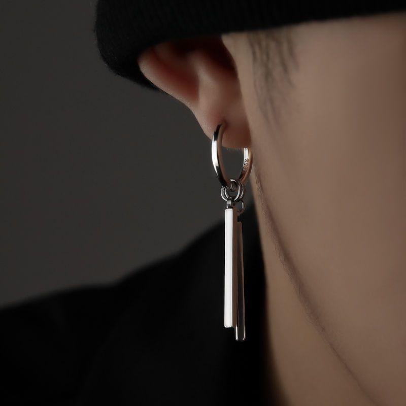 Earrings Men's Trendy High-end Sense Single ins Trendy Simple Personality Yumi Handsome Earrings Men's Earrings Solon Tremella Ring