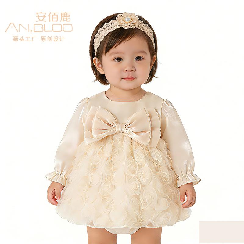 New Baby One-Year-Old Birthday Dress, Rose Dress for the 100-Day Banquet, Baby Girl Tutu Dress, Princess Dress, Sweet Dress