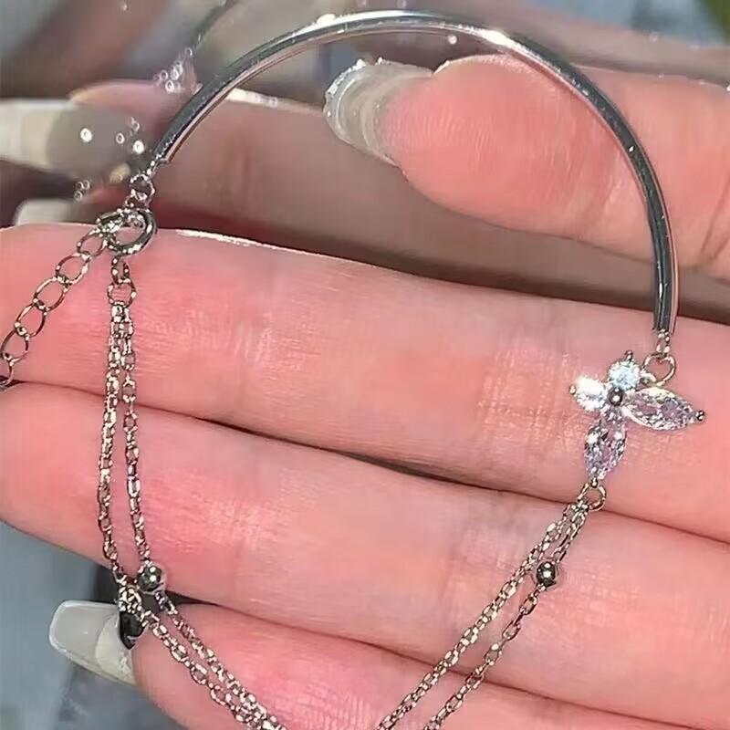 Korean style Elegant Butterfly chain bracelet girls Summer ins niche versatile high sense bracelet online celebrity girlfriends bracelet