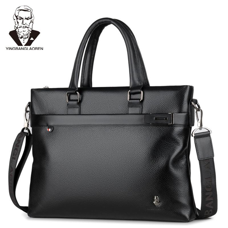 New Men's Handbag First-Layer Cowhide Business Briefcase Large-Capacity Genuine Leather Shoulder Crossbody Computer Bag Men's Style
