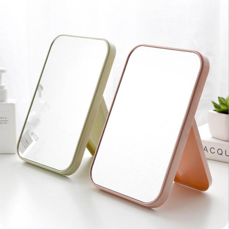 Mirror Student Dormitory Makeup Mirror Ins Desktop Stand HD Dressing Mirror Portable Folding Mirror